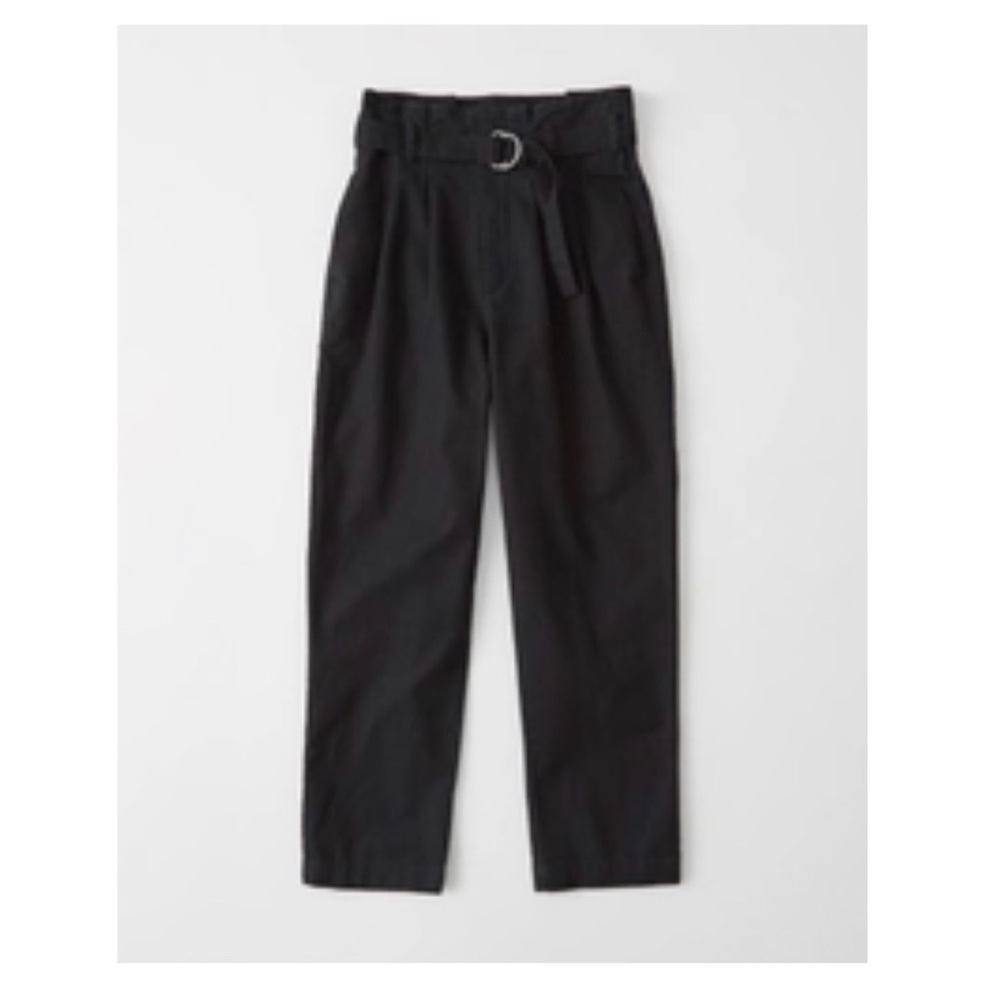 Abercrombie Black Paperbag Waist Belted Taper Pants BNWT